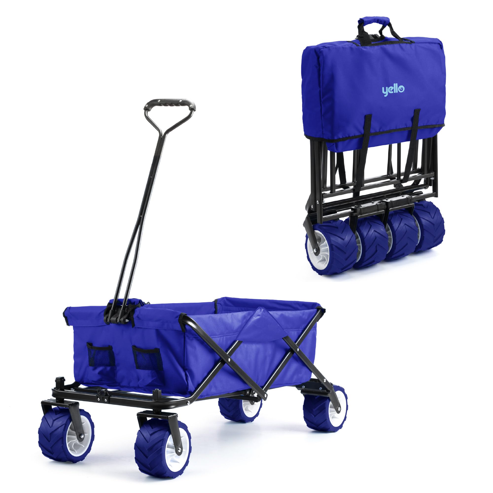 Chariot de camping pliable Yello BGG1675 bleu marine pour transport extérieur