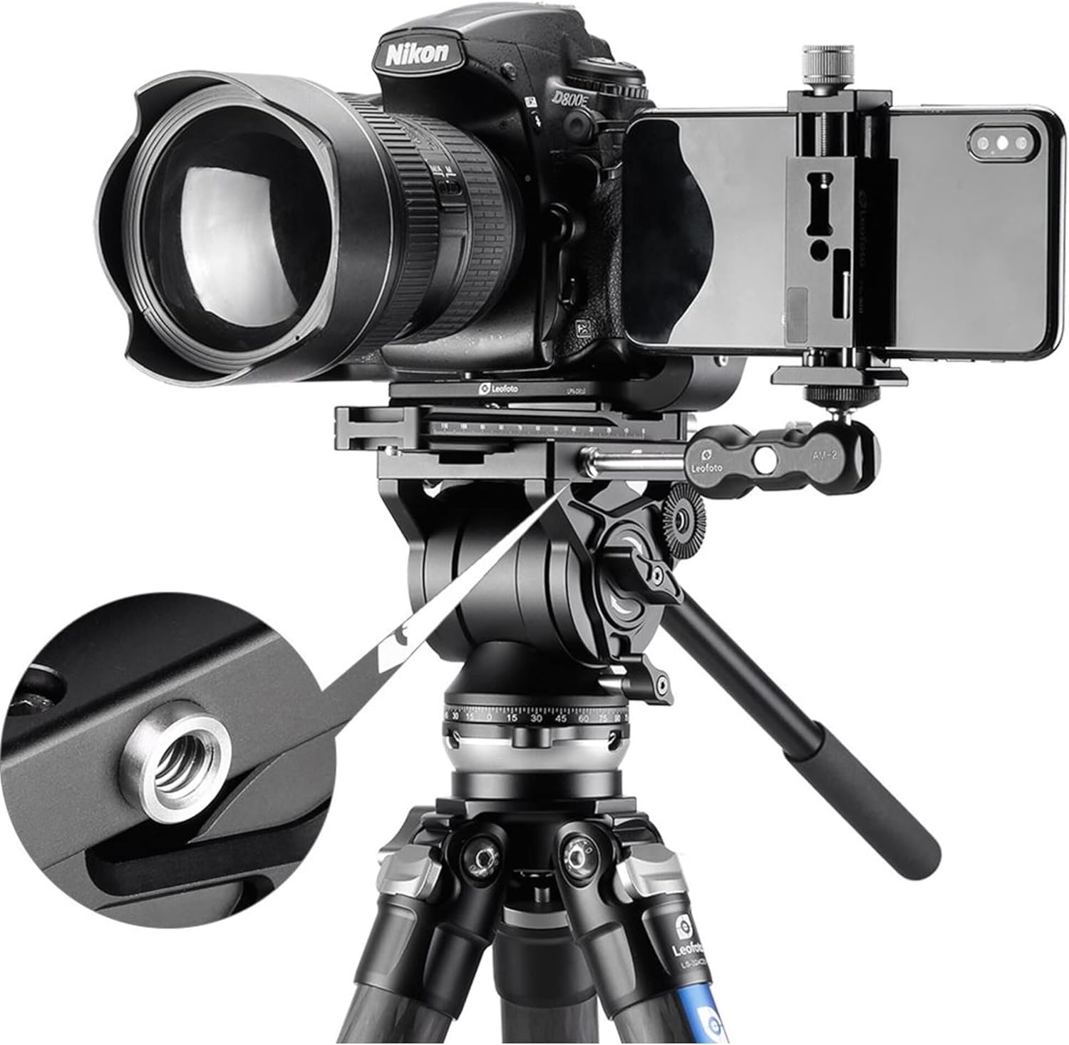 Leofoto BV-10 Fluid Video Head Kit Arca Compatible Inc QR Plate + Left/Right Hand Handle