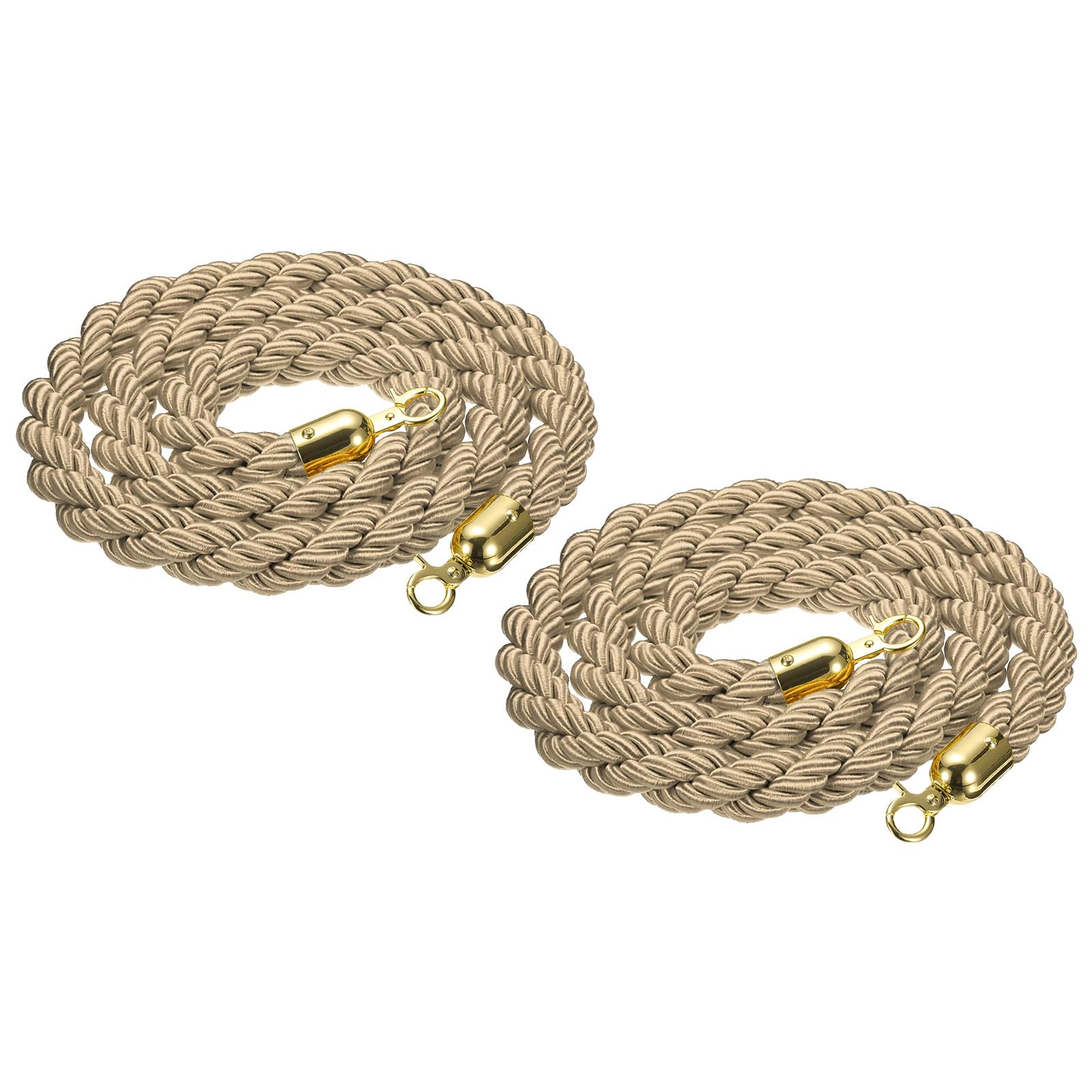 QUARKZMAN 2 Stück 6.6 Ft/2 m Verdrehte Säulen Absperrseil Mit Haken Champagner Gold