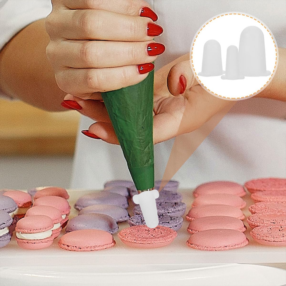 HOMSFOU Copri-beccucci in Silicone per Decorazione Torte Set da 6 Pezzi, Coperture Protettive Flessibili per Punte da Pasticceria di Piccole, Medie e Grandi Dimensioni, Accessori