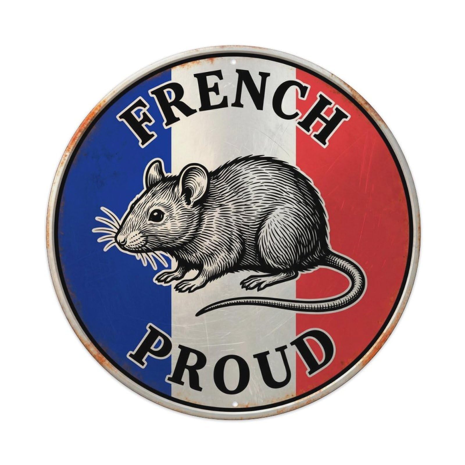 Olhnbad Style French Proud Mouse Wildlife Heritage Emblem Metal Tin Sign
