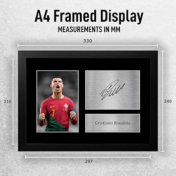 HWC Trading Cristiano Ronaldo Portugal Gifts Printed Signed Autograph Picture for Football Fans and Supporters - A4 Framed