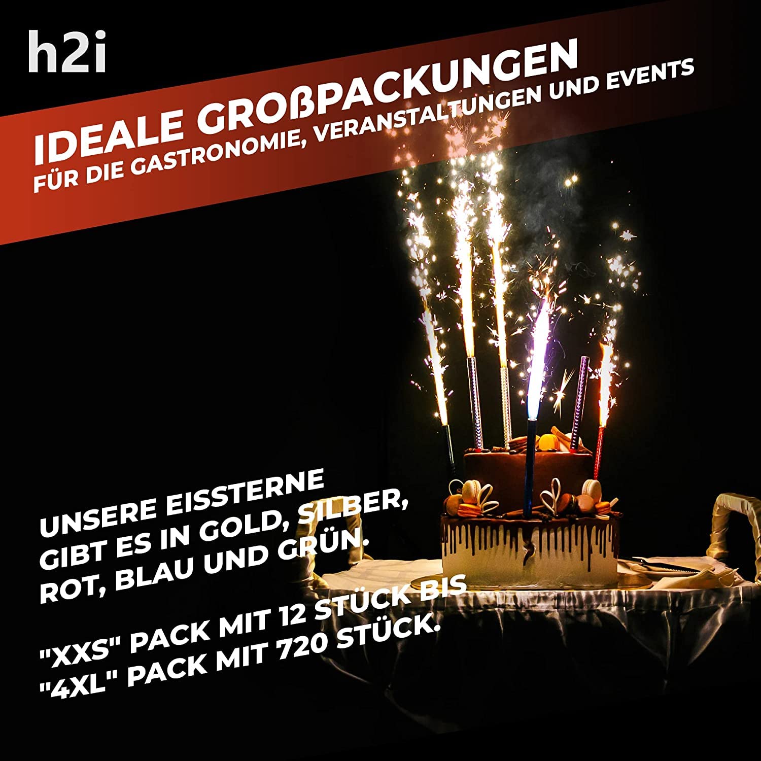 6-100 Stück h2i Eissterne Traumsterne Sprühkerzen Eisfontänen in Silber- Rot oder Silber Blau - Kat F1 (1) 120 x Silber Rot)