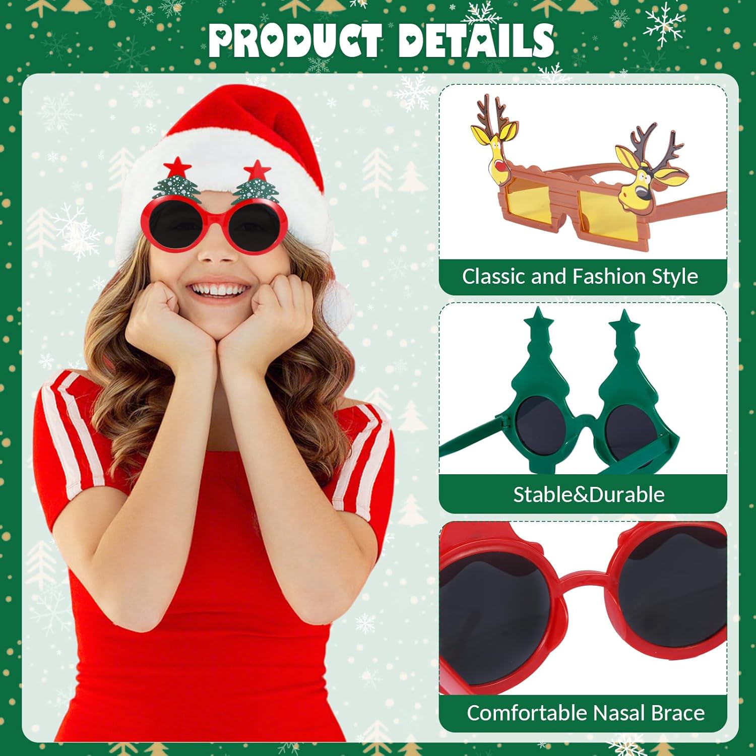 15 Pack Funny Christmas Party Glasses, Fun Xmas Holiday Party Glasses, Novelty Christmas Costume Eyeglasses Accessories, Photo Booth Props for Christmas Parties New Year Holiday Gifts