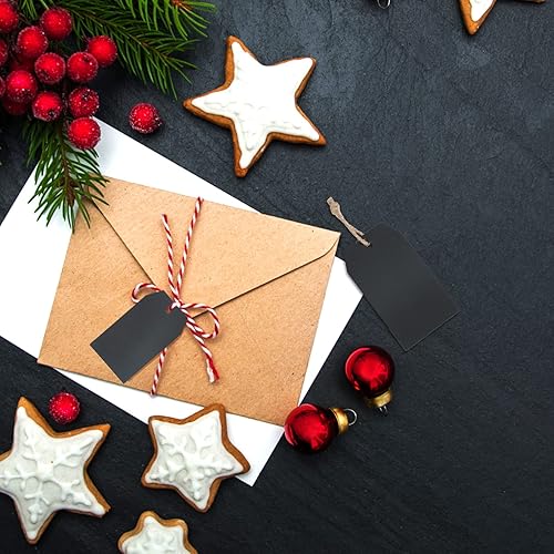 Miniatura 7 de G2PLUS 100 etiquetas de regalo de papel kraft, etiquetas rectangulares marrones de 2.8 pulgadas 1.6 pulgadas para proyectos, regalos de Navidad,