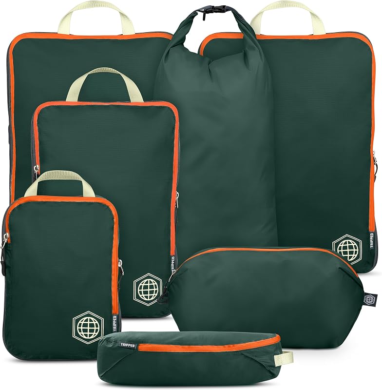 TRIPPED Travel Gear Cubos de embalaje de compresión grandes, juego de 7 piezas para viajes