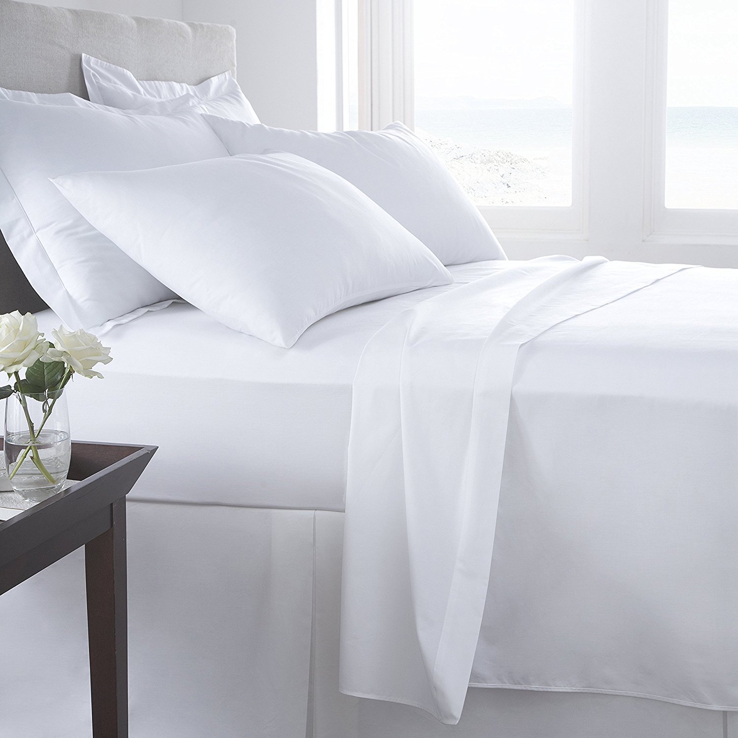 Comfy Nights 400 Thread Count Soft Touch Sateen Egyptian Cotton Flat Sheets Or Pillow Pair (White, Pair Of Pillow Cases Only)