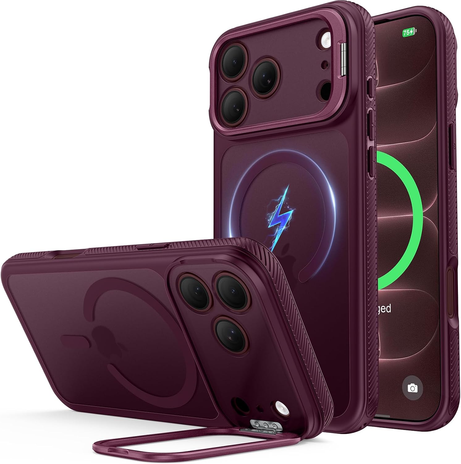  Magnetic for iPhone 18 Pro/iPhone 17 Pro Case with Stash Stand