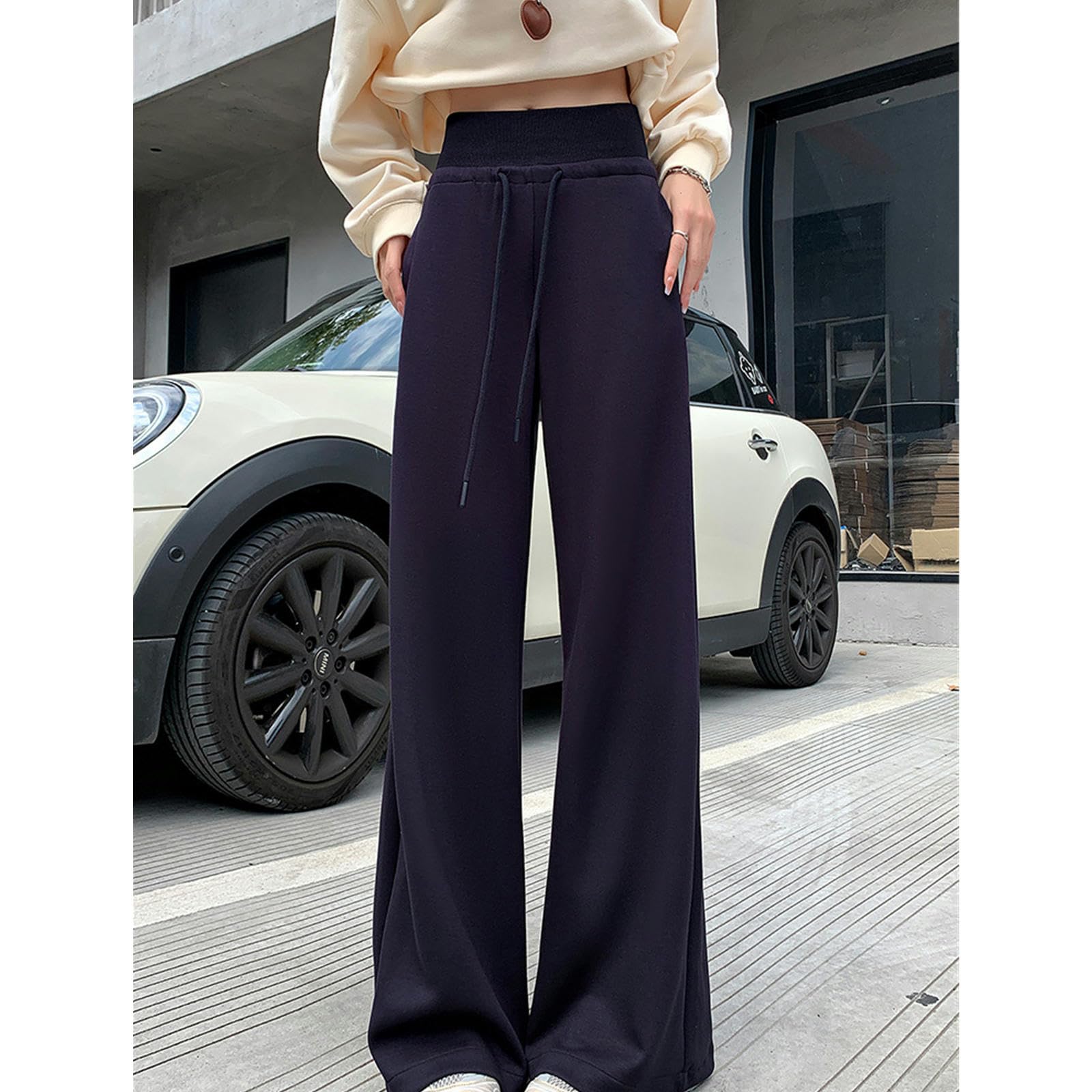 Pantalone Donna Pantaloni da Jogging Femminile Pantaloni Sportivi con Gamba Dritta Che Corrono Pantaloni Casual Elastico-Velluto Nero-s