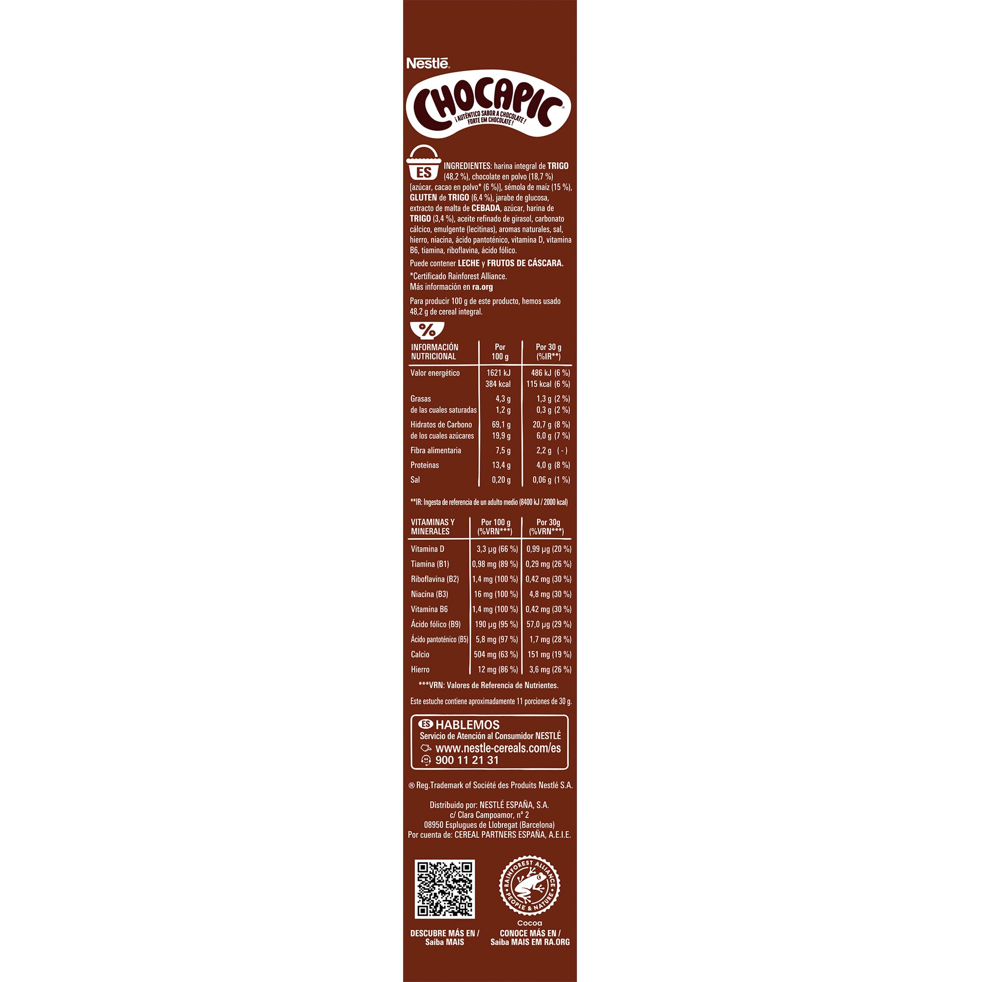 Cereales Nestlé Chocapic Proteína, Cereales integrales con chocolate, 7 estuches de 340g