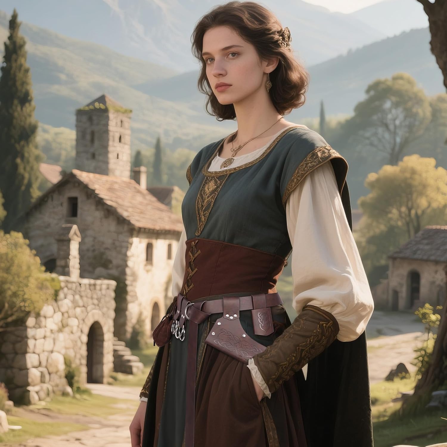 Medieval Renaissance Sword Belt Set - Pirate Costume Accessories with Skirt Hike Sword Frog Dagger Holster - Image 4