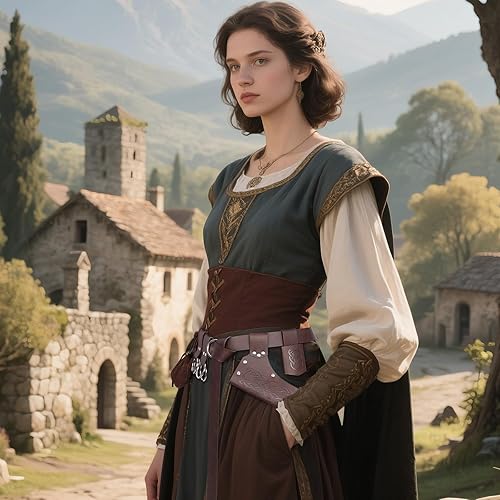 Miniatura 4 de 6 PCs Medieval Renaissance Sword Belt Set - Pirate Costume Accessories with Skirt Hike Sword Frog Dagger Holster