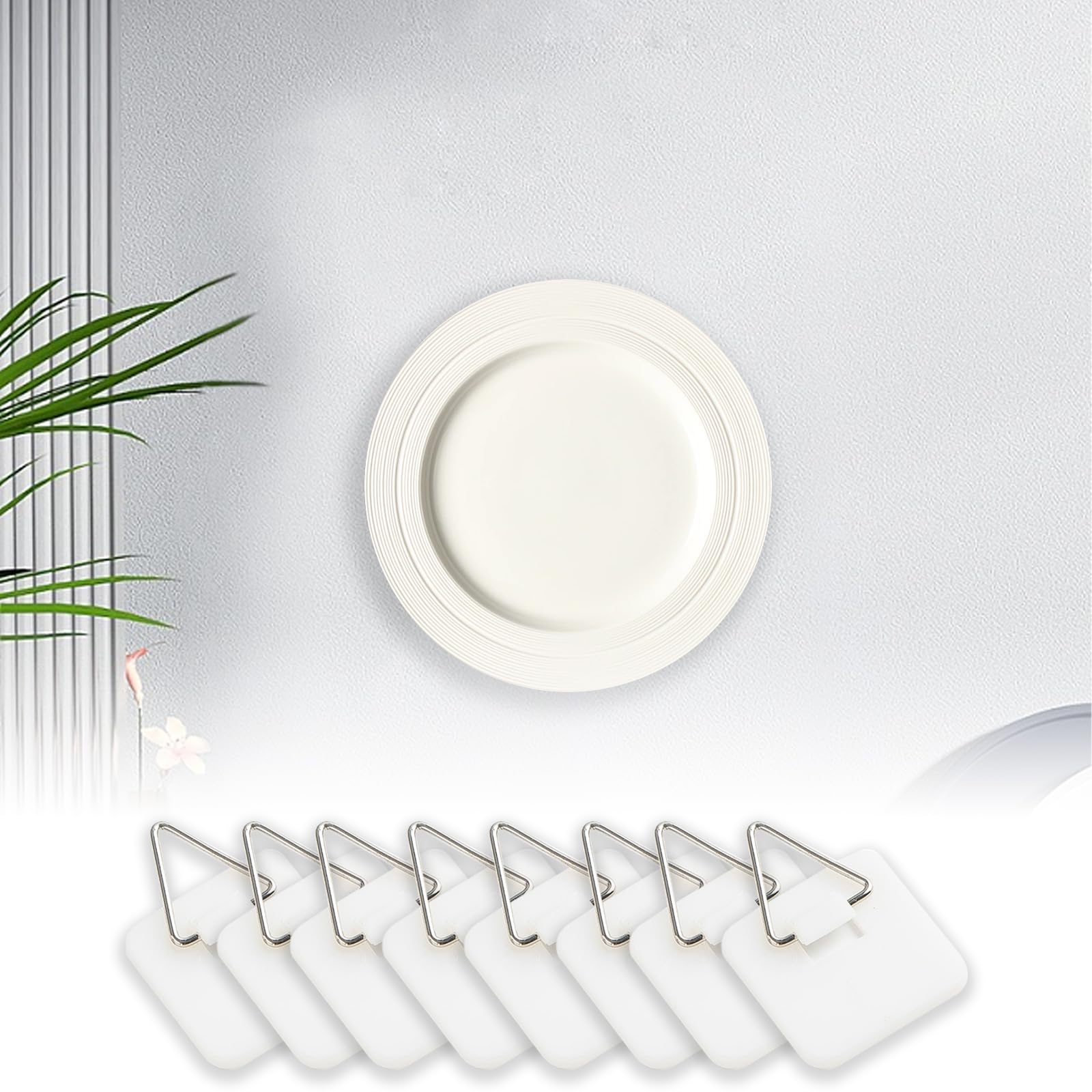 Ganci Per Quadri Adesivi 30 PCS - Ganci per Piatti da Parete Multifunzione Invisibili Verticali per Cucina