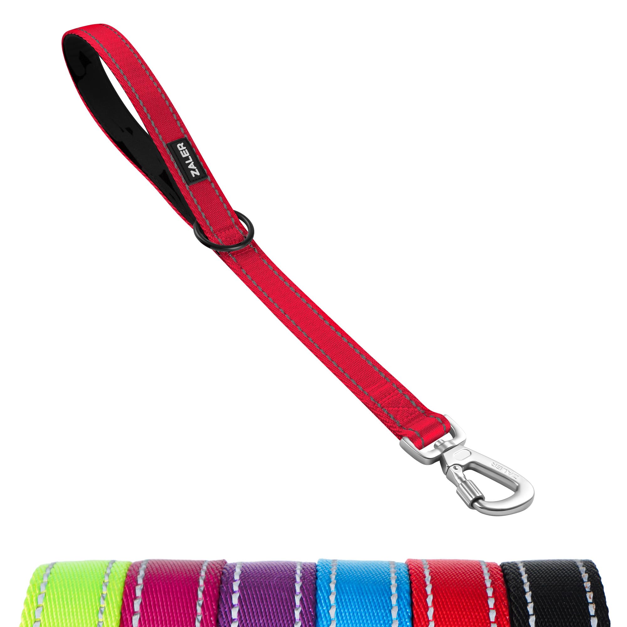 ZALER Short Dog Leash, 18 Inches Traffic Leashes for Dogs, Nylon Reflective Dog Lead with Padded Handle, Heavy Duty Leash for Large and Medium Dogs (Red) — image 1