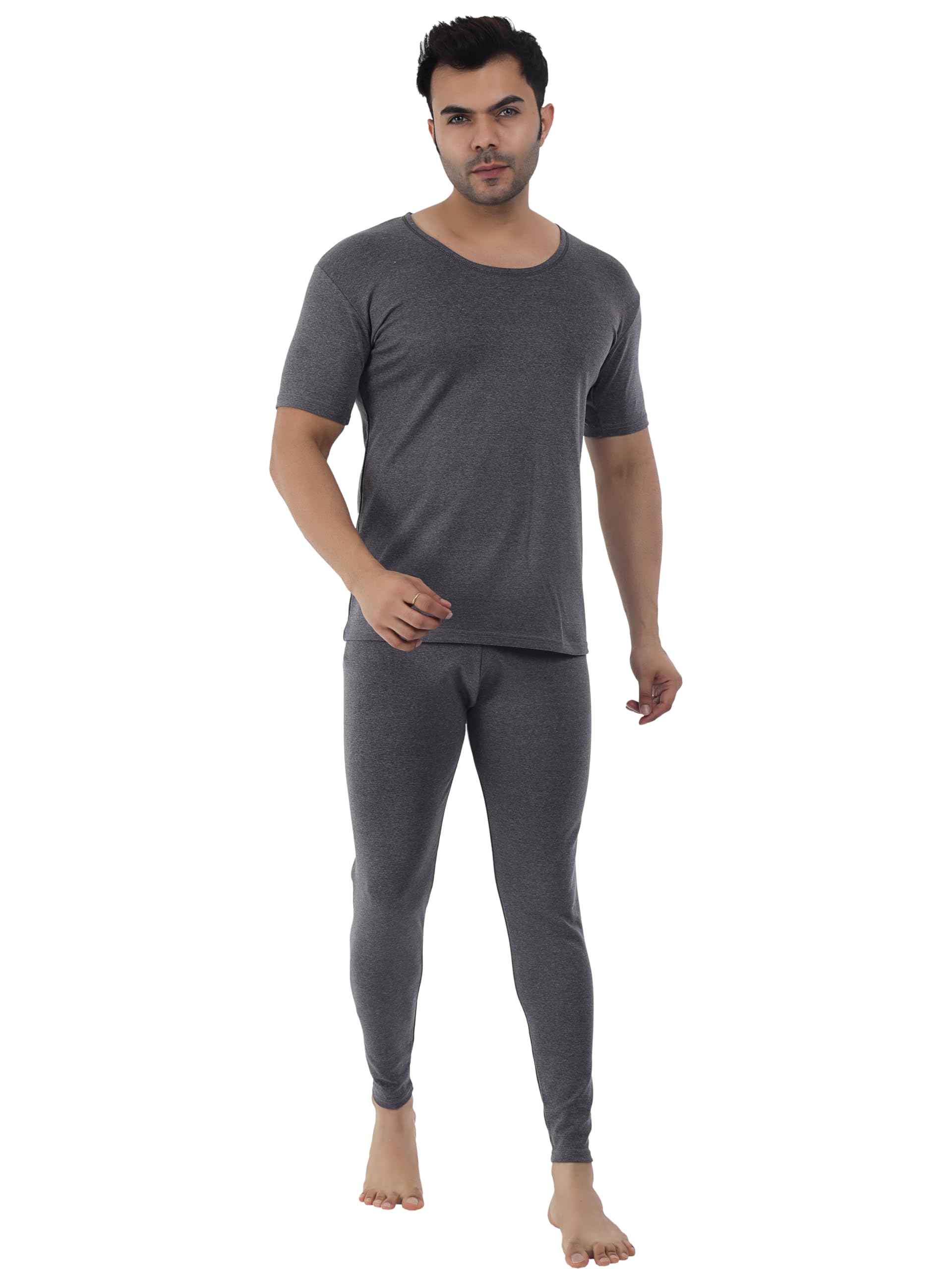Men Polycotton Lycra Thermal Half Slevee Round Neck Top-Pyjama Set| (Pack of 1)-image-36