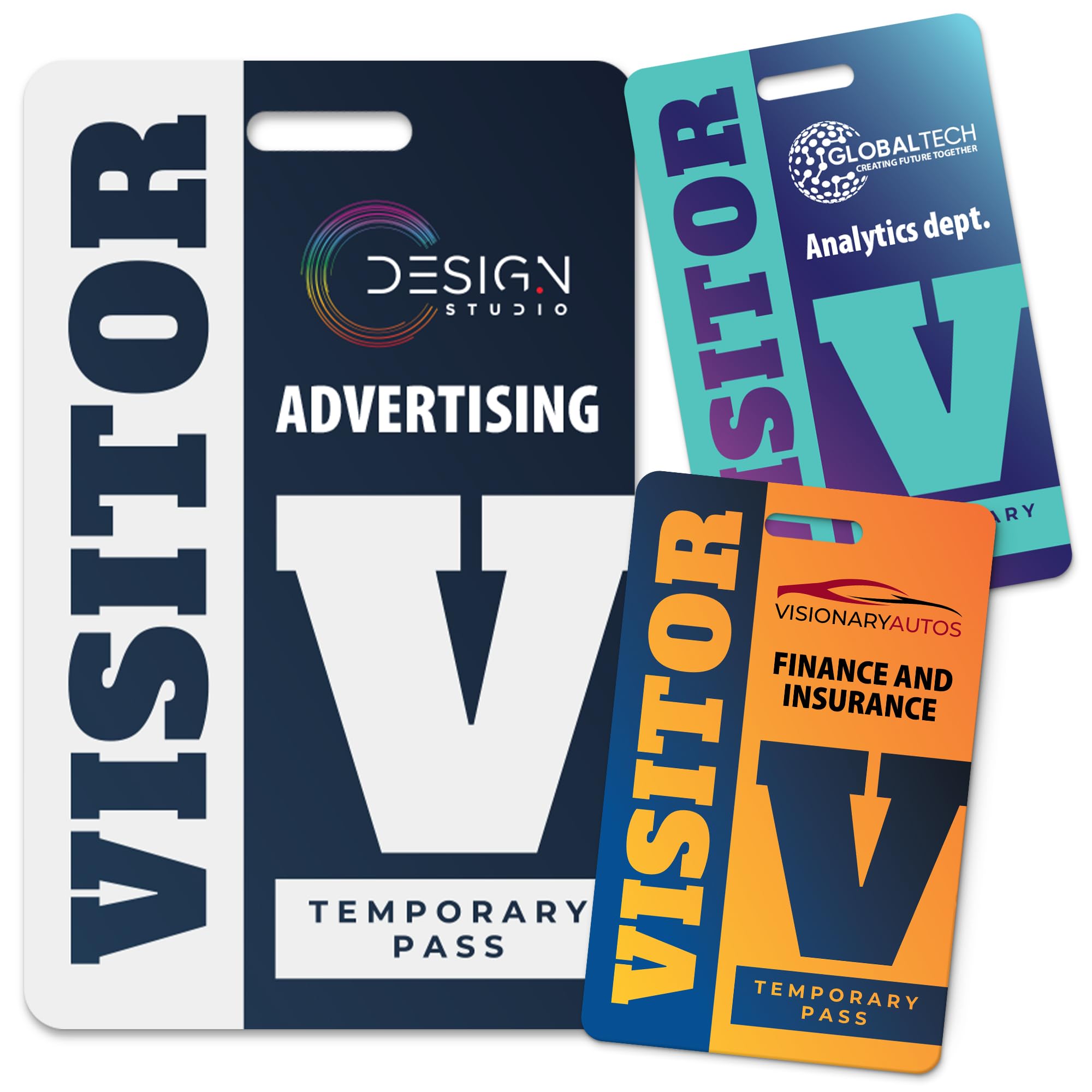 Visitor Badge Holders (5 Pack), Custom Print, Heavy Duty (With Logo) Customizable Visitor Badges - (5 Pcs or Bulk), Personalized with Company Logo and