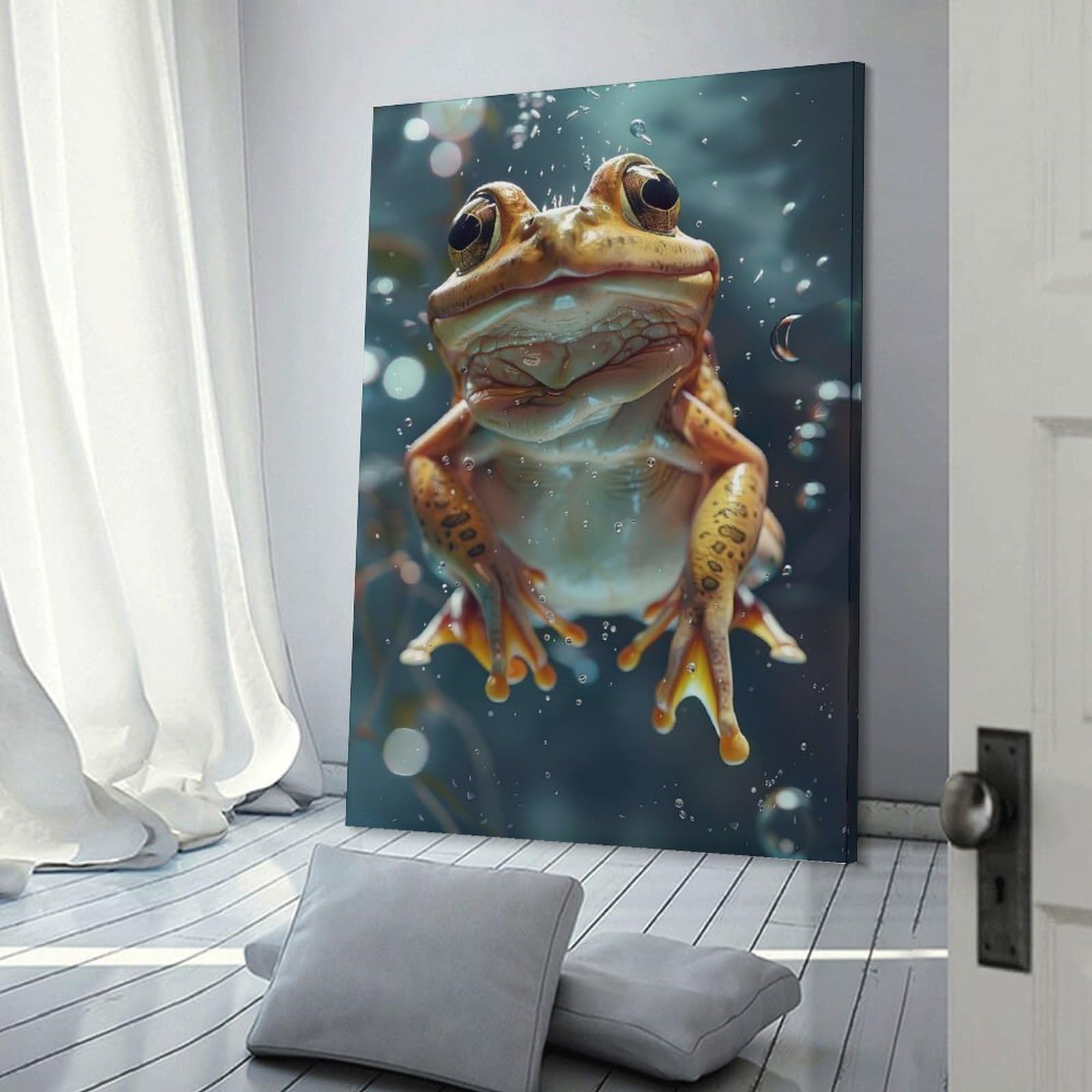 Junmoney Wall Picture Print Frog Sea, 12x18inch(30x45cm), for Entrance Walls, Hall Decor Or Foyers, A Neat Decor Update for Hallways