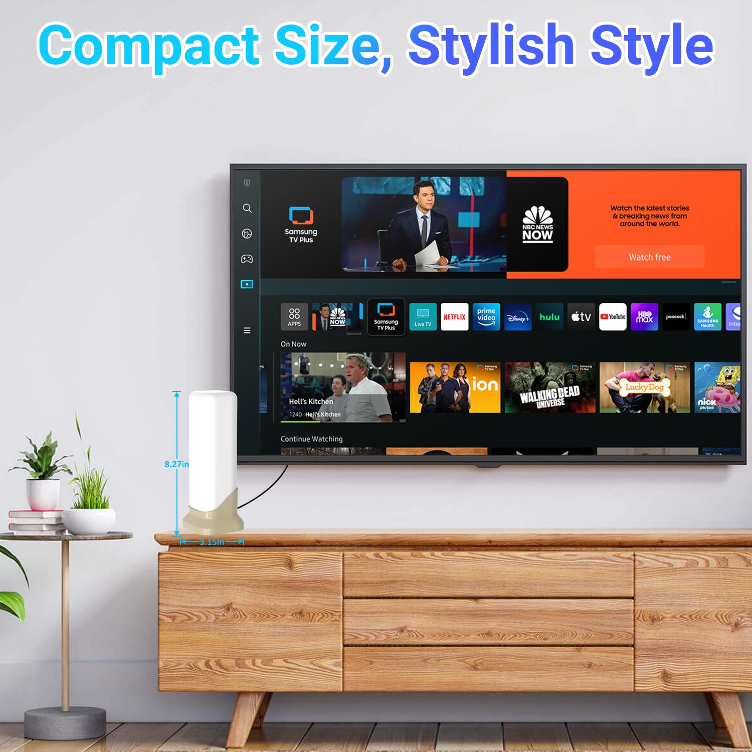 Antena de TV 2025 para interior para Smart TV, antenas HD de largo alcance para canales locales con base magnética fuerte, antena digital de recepción de 360° para TV sin cable, soporta 8K 4K 1080P