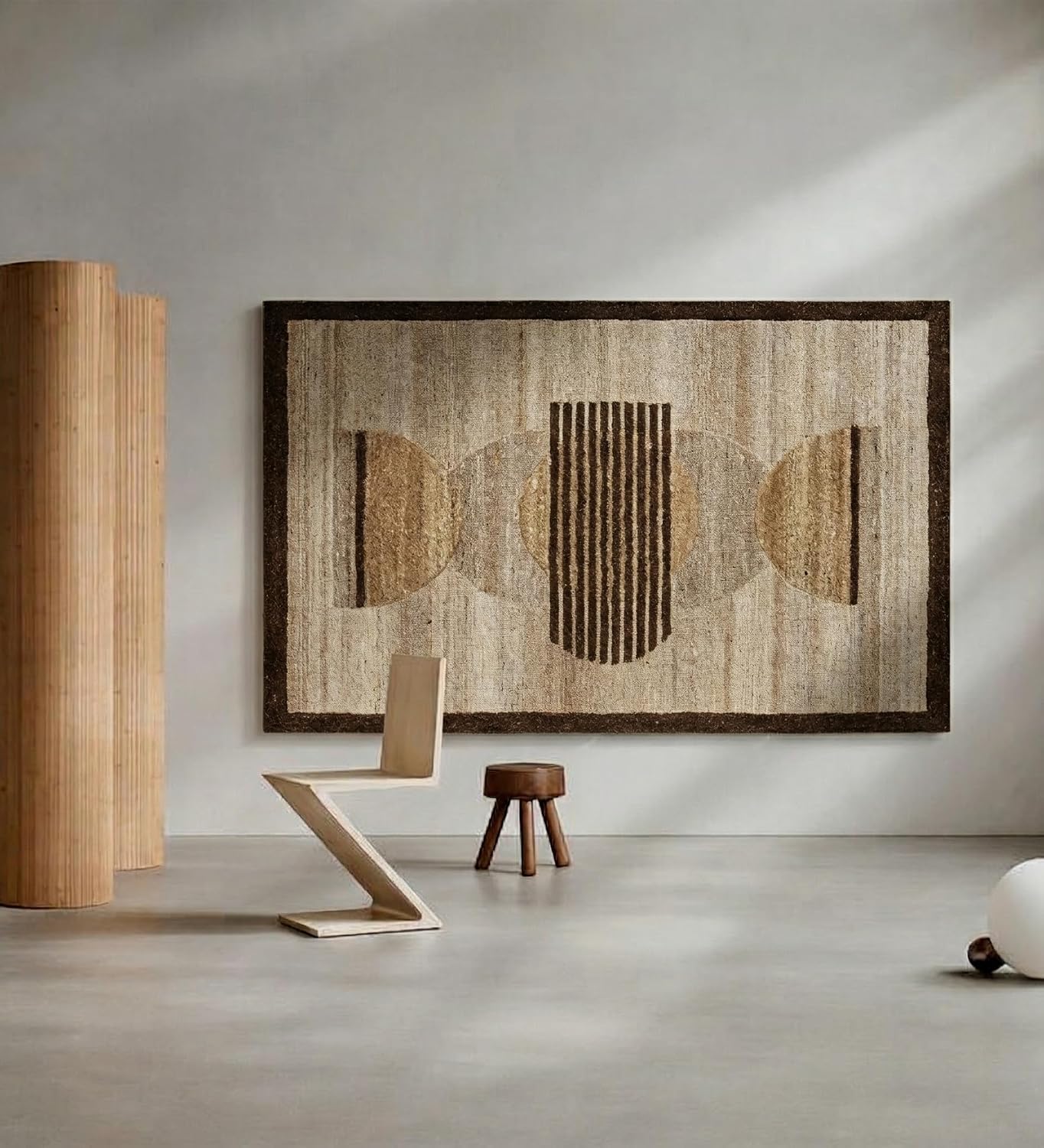 Neu Looms Handmade Woven Wall Art, Abstract Textile Hanging, Wood-Brown