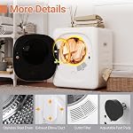 COSTWAY Séchoir à vêtements portable, machine de séchage compacte de 1,5 pi³ avec tambour en acier inoxydable et panneau tactile LED, séchoir électrique de 800W avec programmes intelligents pour appartement, maison, dortoir et VR, blanc