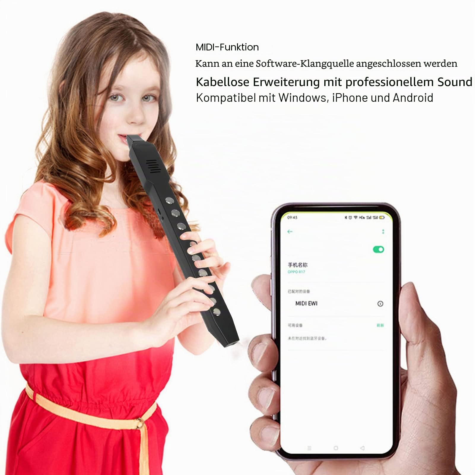 Elektronisches Blasinstrument, MIDI-Elektrosaxophon, 10 Klangoptionen, mit 12 Arten von Begleitung, Wiederaufladbarer