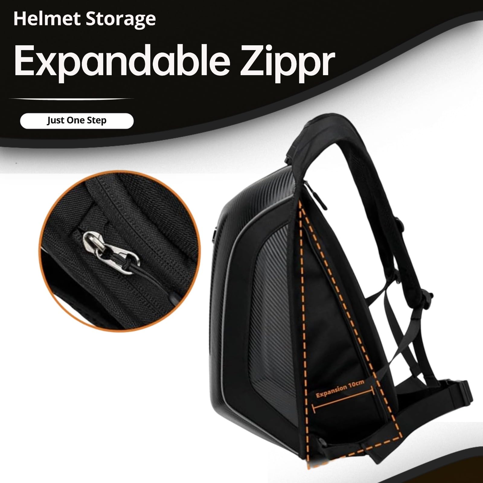 Mochila para moto de alta capacidad con carcasa rígida de fibra de carbono, compartimento dedicado para casco, extensible 30-48L, multibolsillos, para viajes y uso diario