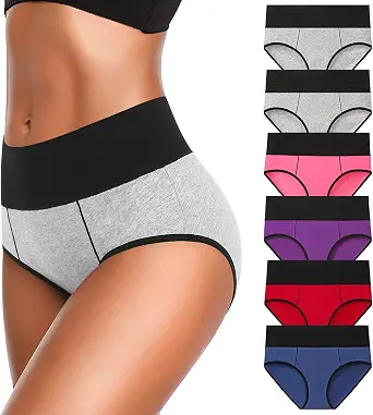Eiggam Women's Cotton High Waist Panties - Full Coverage Briefs, Soft Stretch, Breathable, Multi Pack