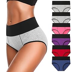 Eiggam Underwear for Women Cotton High Waist Panties Full Coverage Briefs Soft Strech Ladies Breathable Panties-Multi Pack