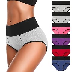 Eiggam Underwear for Women Cotton High Waist Panties Full Coverage Briefs Soft Strech Ladies Breathable Panties-Multi Pack