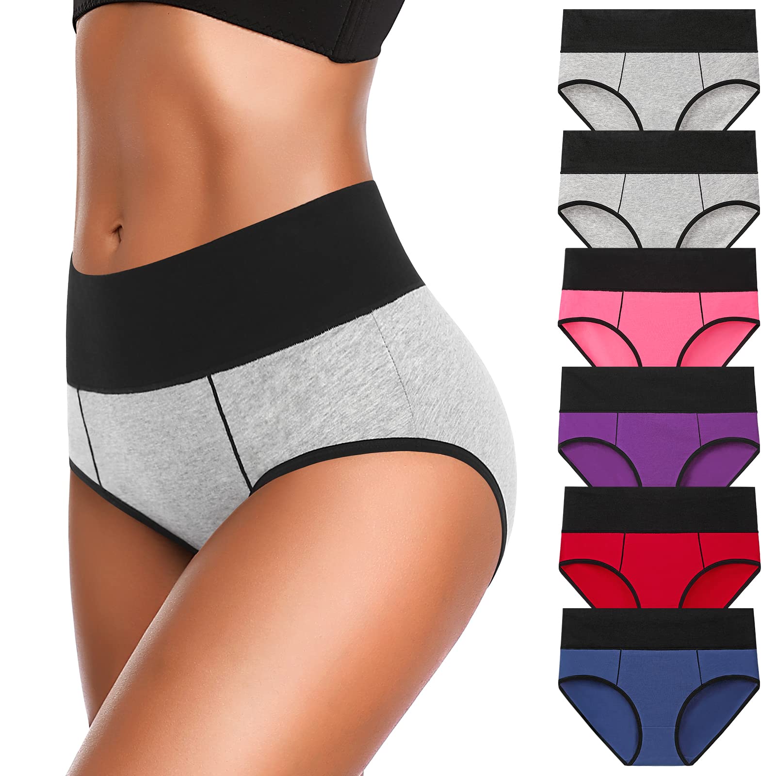 Eiggam Underwear for Women Cotton High Waist Panties Full Coverage Briefs Soft