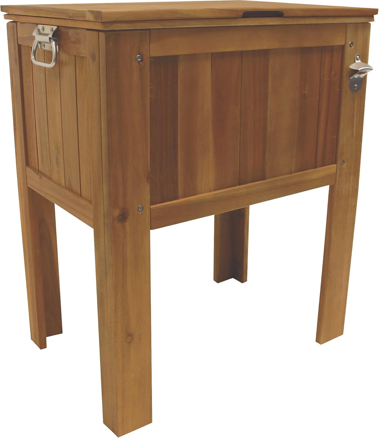 Leigh Country 56-Qt Slatted Wooden Patio Cooler, Rustic Outdoor for Beverages, Insulated Durable