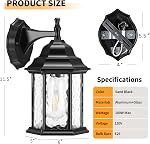 YSN Outdoor Wall Light 2 Pack, Black Outdoor Light Fixtures Wall Mount, Waterproof Porch Lights Exterior Sconce, Outside Lights for House Garage Yard Front Door