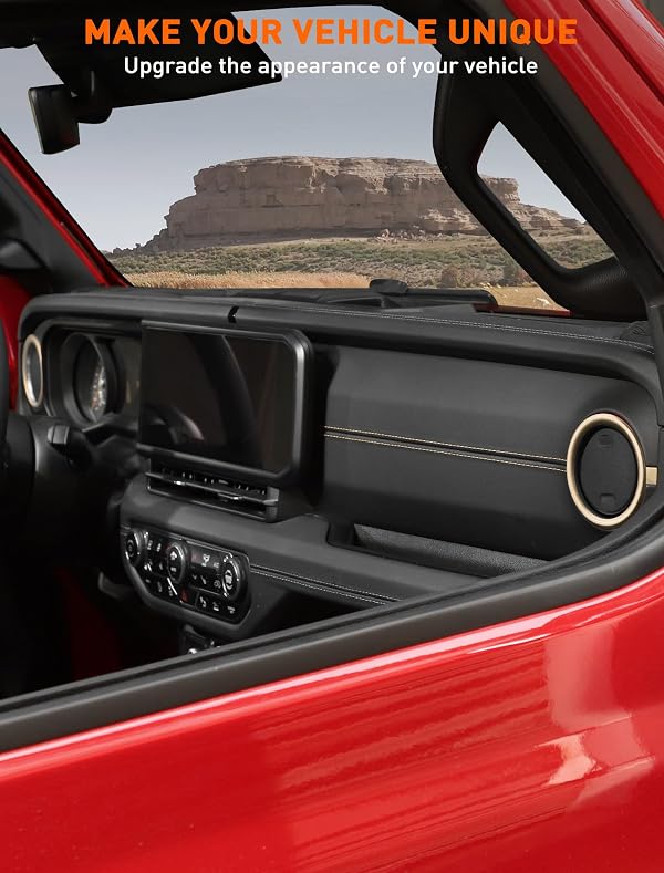 Savadicar HVAC Air Vent Trim Covers for 2024+ Jeep Wrangler (JL) & Gladiator (JT) - Upgrade Your Ride Style with 2 Pcs Aluminum Alloy Dashboard AC Vent Accents, Premium Interior Accessories, Gold by Savadicar - Used condition - Image 2
