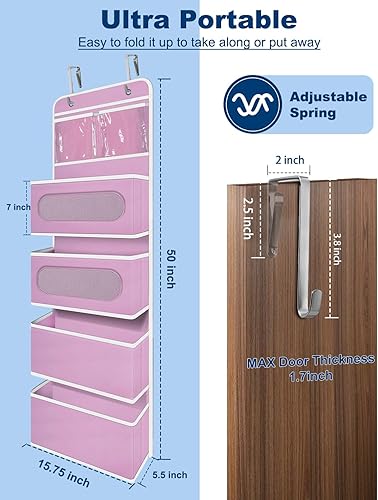 Miniatura 7 de Organizador sobre la puerta, organizador colgante de puerta con 2 pequeños de PVC y 4 bolsillos grandes detrás de la puerta, organizador de