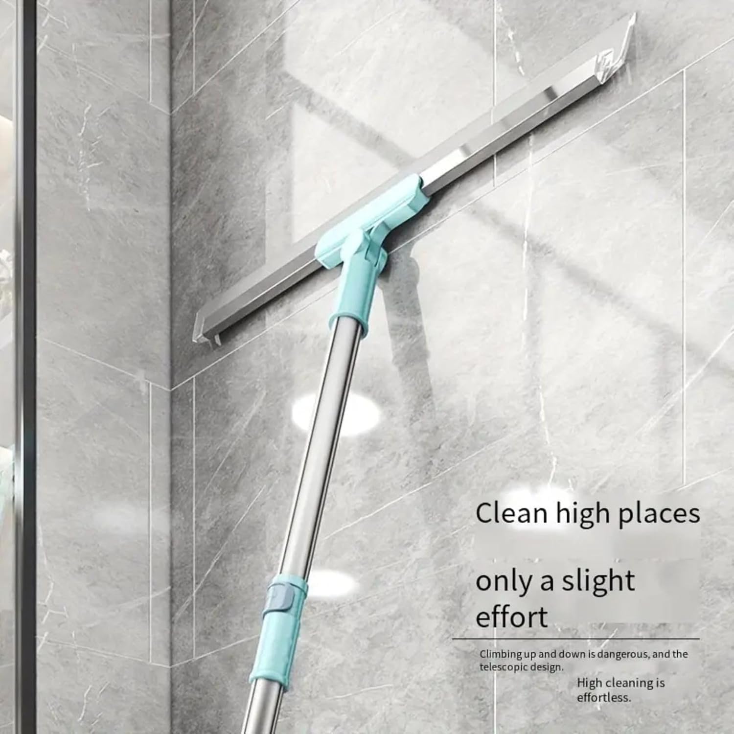Cardex Floor Wiper with Silicone Blade Magic Broom Water Wiper Mop Squeegee for Bathroom, Tiles, Marble, Glass & Balcony 50 cm | 180° Swivel Head Adjustable Long Handle Multipurpose Cleaning Wiper Mop 4
