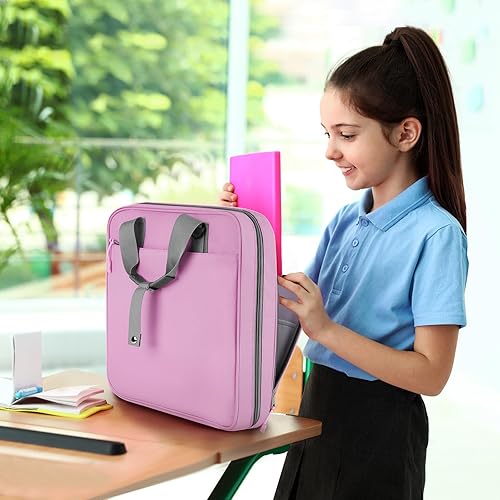 Miniatura 7 de Carpeta escolar con cremallera, 3 anillos de 2 pulgadas, capacidad para 500 hojas, con cremallera para niñas y niños, compatible con MacBook de 13