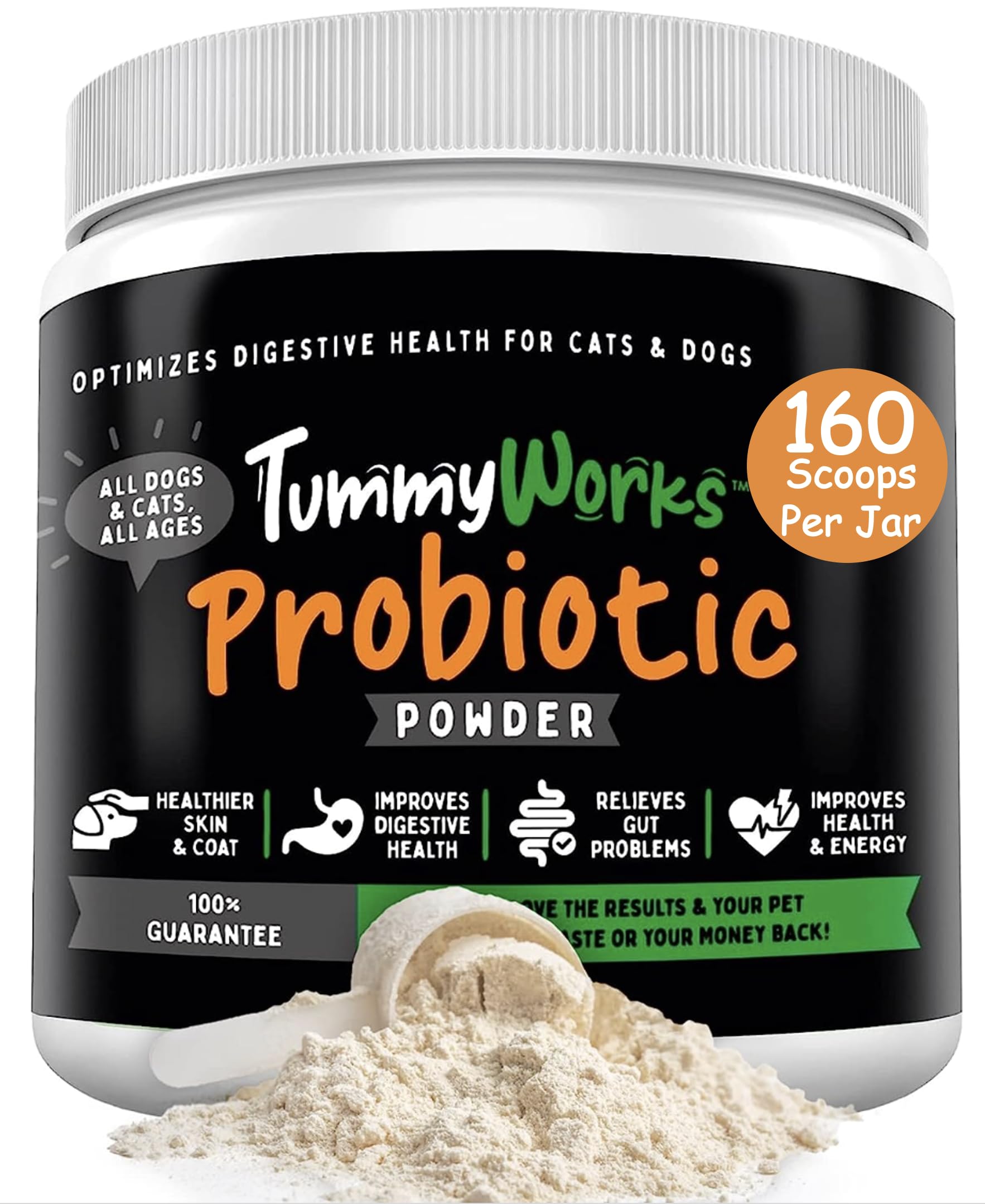 Probiotics For Dogs & Cats. Best Powder To Relieve Diarrhea, Yeast Infections, Itching, Skin Allergies & Bad Breath. Boosts Immunity. Added Digestive Enzymes Improve Digestion. Made In Usa 160 Scoops