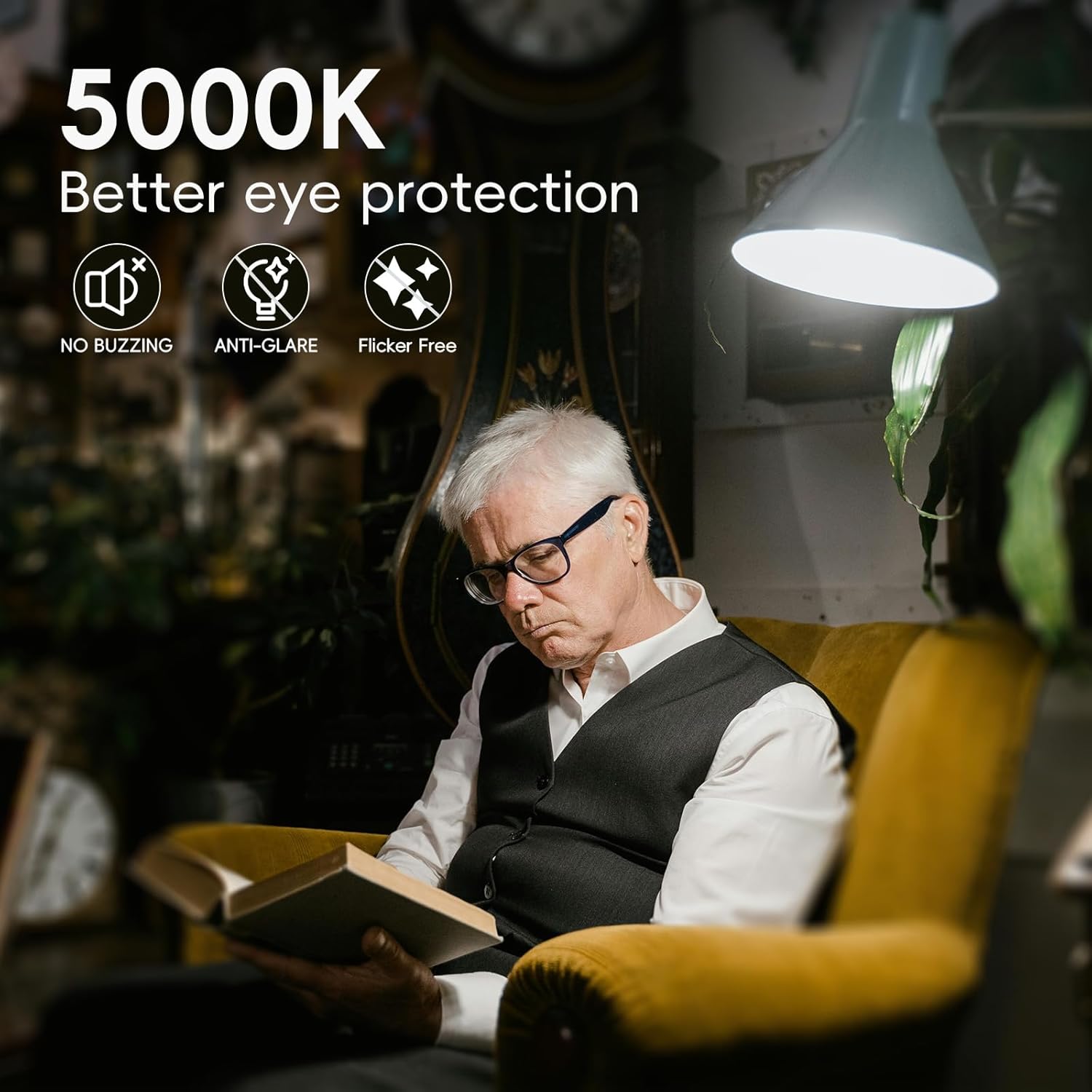 Edison LED Light Bulbs 8Watt Dimmable Light Bulbs 5000K Daylight White, E26 LED Bulb 60watt Equivalent, LED Vintage Bulbs 800lm CRI 90 Clear Glass 6 Packs