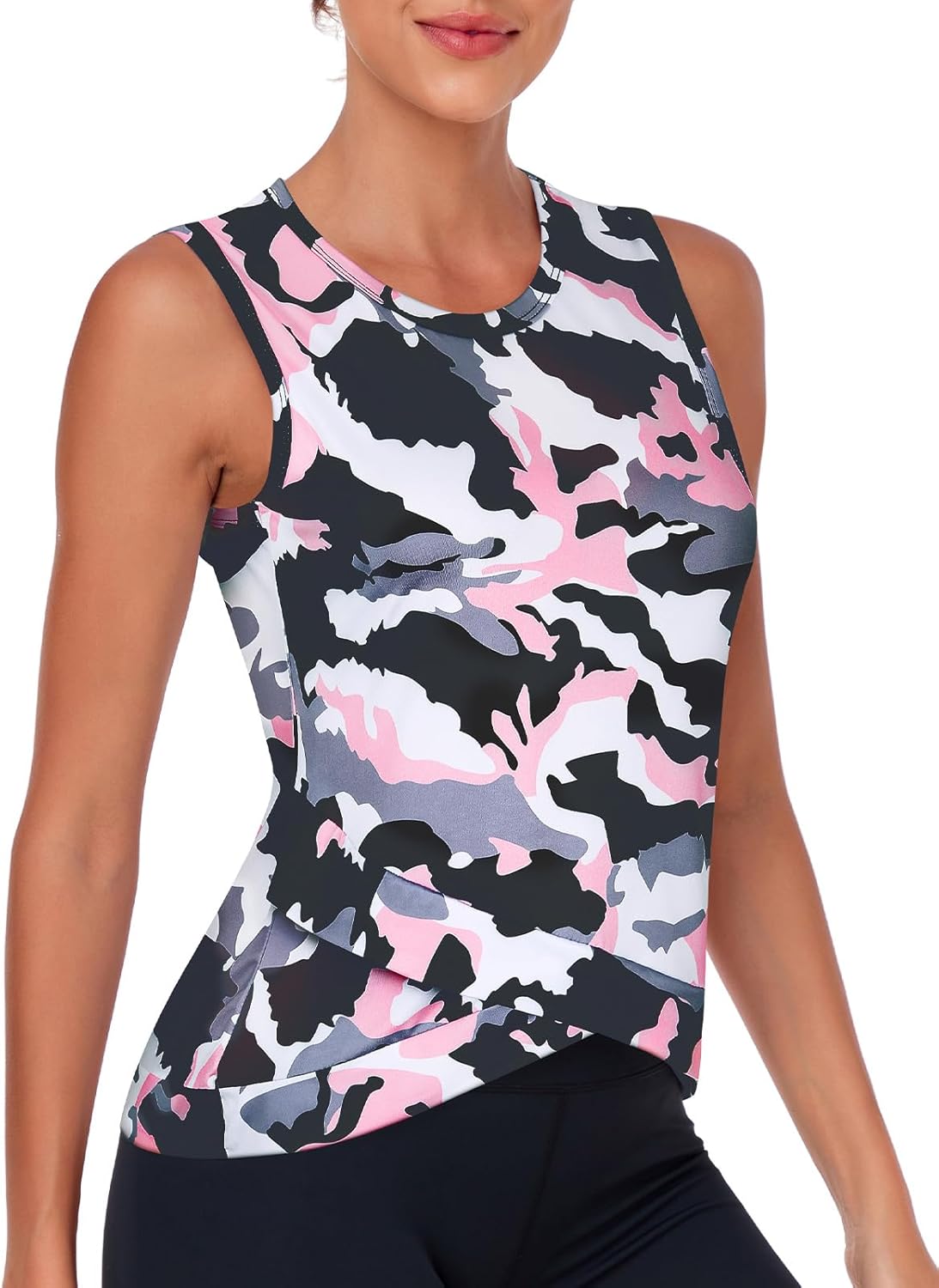 LURANEE Women's Workout Athletic Tank Tops Quick Dry Sun Protection Yoga Gym Crop Sleeveless Shirts