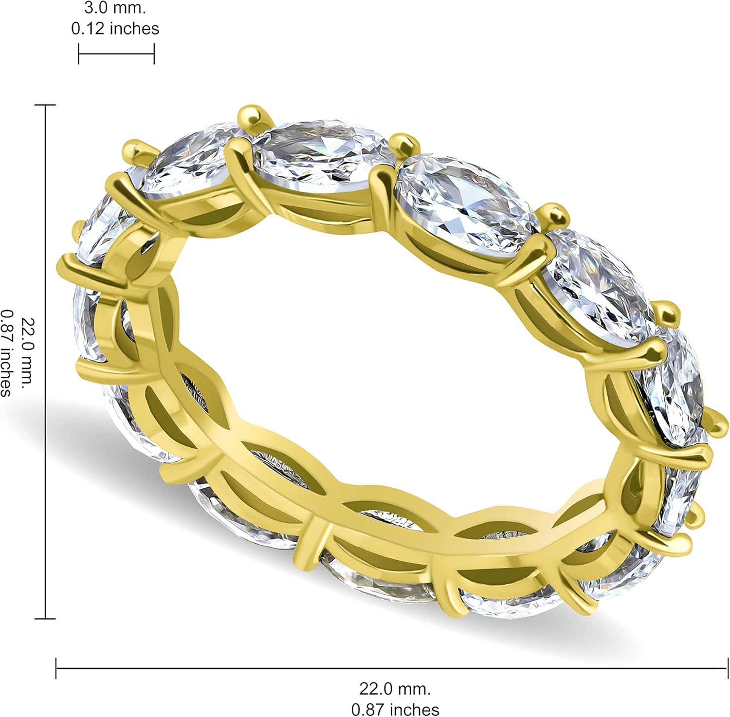 Hoops & Loops 925 Sterling Silver Cubic Zirconia 3mm Oval-cut Eternity Band Ring for Women, Wedding Engagement Anniversary Stackable Ring - Image 6