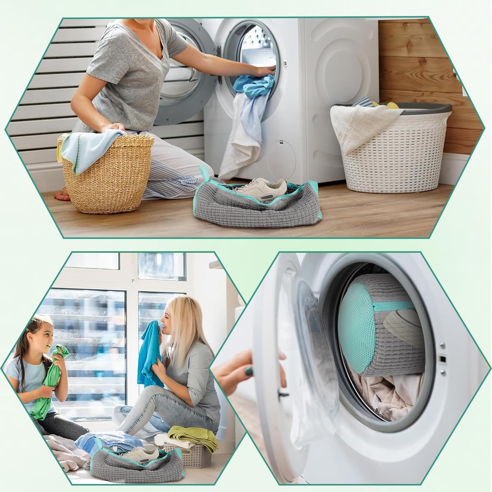 2 Pezzi Sacchetto Scarpe Lavatrice – Riutilizzabile Sacchetti per Lavare Scarpe in Lavatrice, con Chiusura Lampo, 360 Gradi, per Lavatrici e Calzature di Ogni Tipo (Grigio)