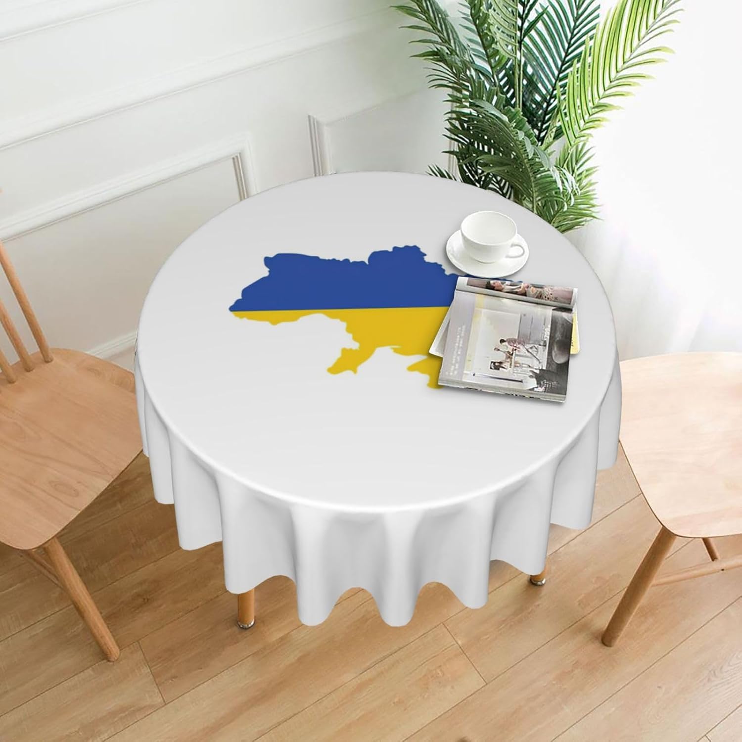 Ukraine Flag Map Print Wrinkle Free Dining Table Cover for Birthday Party Farmhouse Tablecloths Up to 60 x 60 Inches