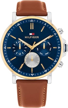 Tommy Hilfiger Analogue Multifunction Quartz Watch for Men with Leather Strap or Stainless Steel Bracelet