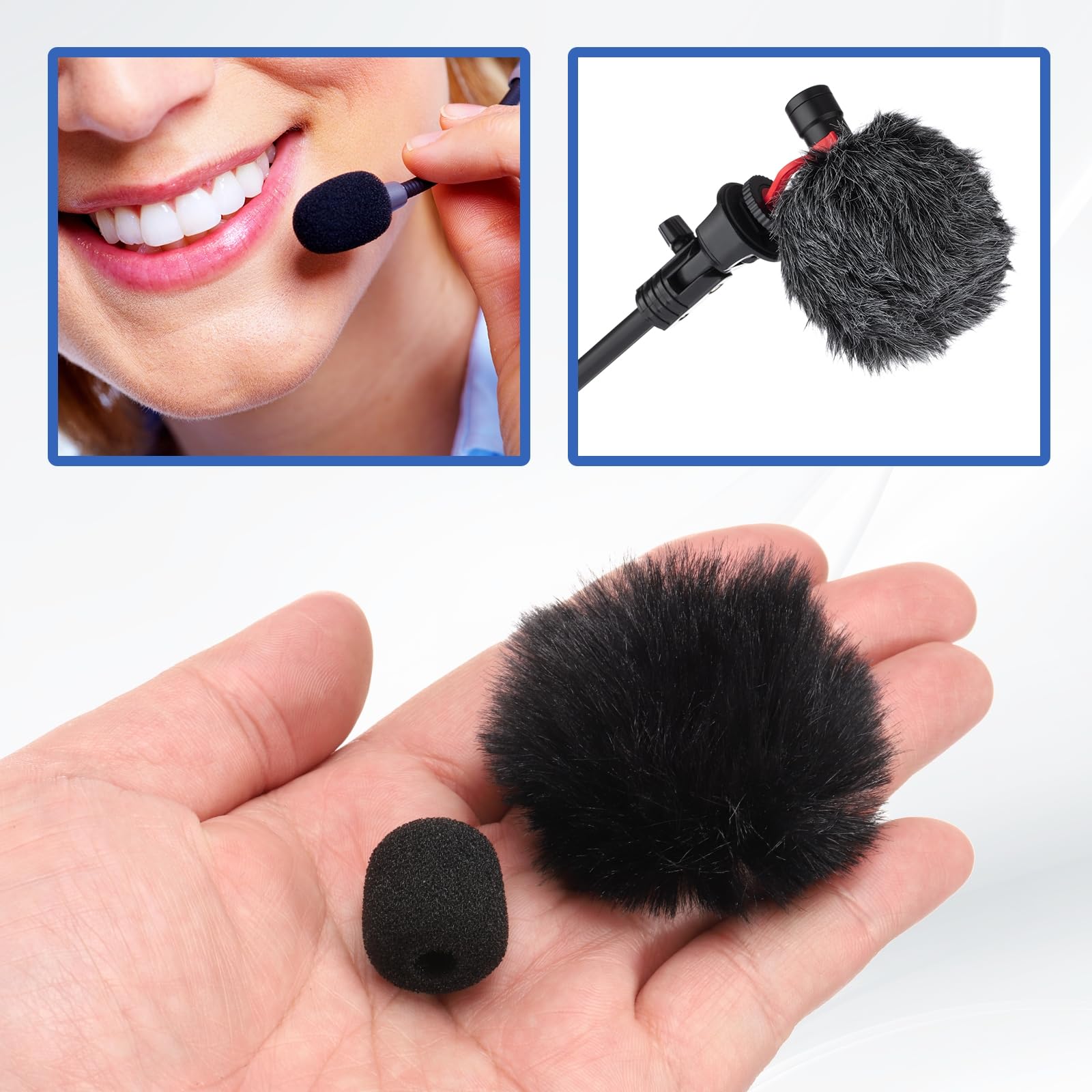 MECCANIXITY Funda de micrófono de espuma para parabrisas de 5 mm con tapa negra para micrófono de 0,5 a 1,2 mm, 1 juego