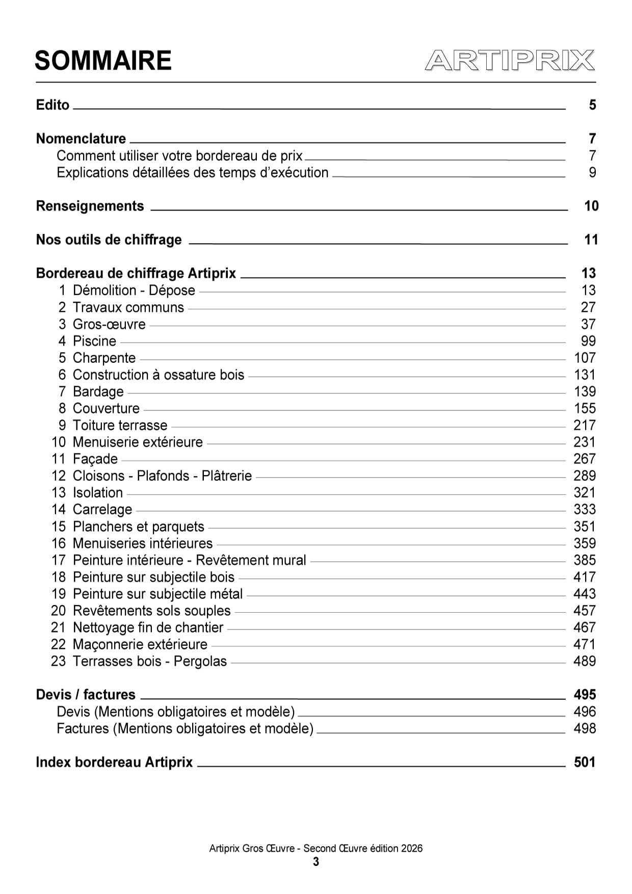 Artiprix 2026 - Bordereau de prix Gros Oeuvre & Second Oeuvre: Artisans & Entreprises du BTP chiffrez rapidement & précisément vos travaux en neuf et en rénovation