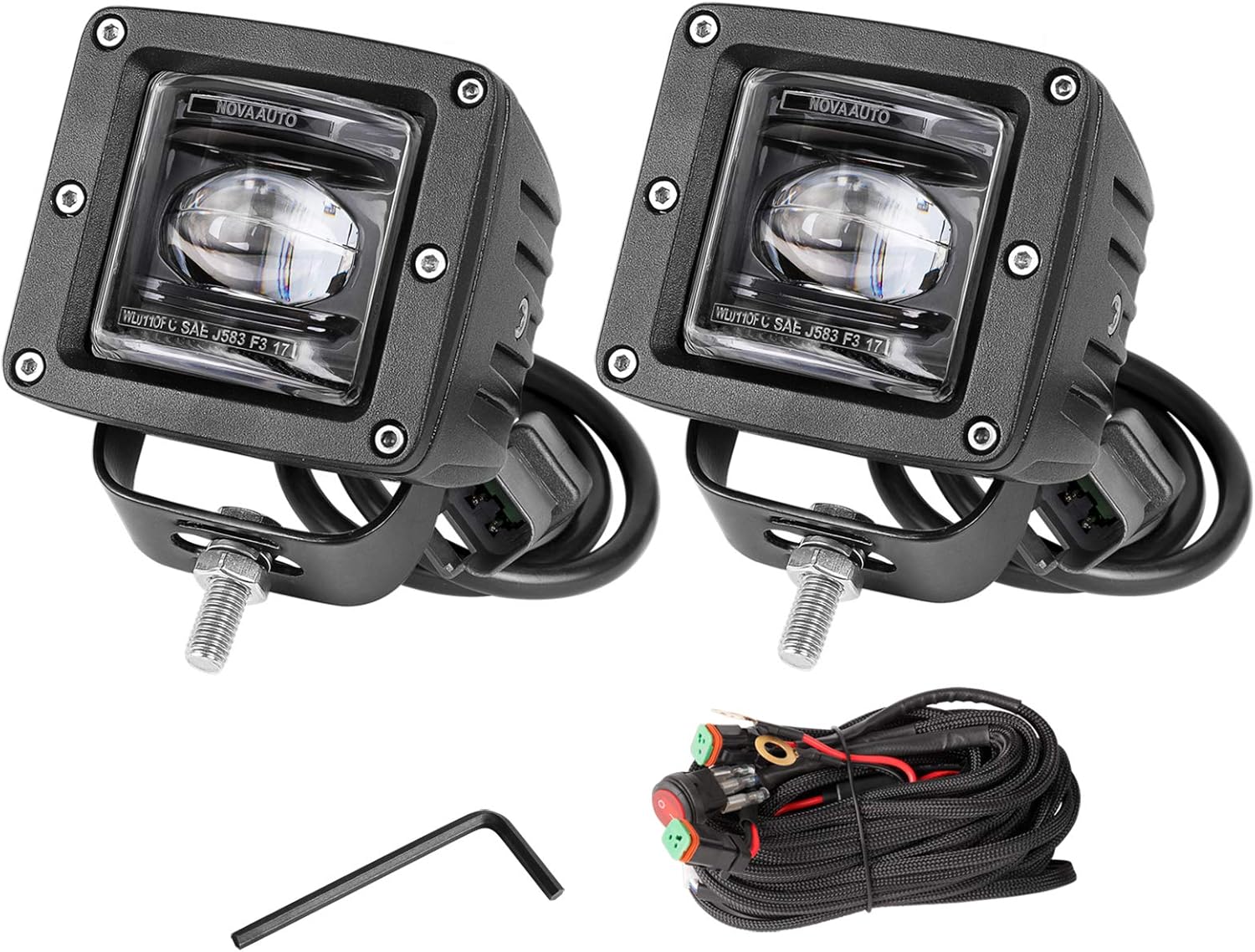Wayup SAE Fog Lights, 3 Inch LED Pod Lights DOT Approved Street Legal Driving Lights