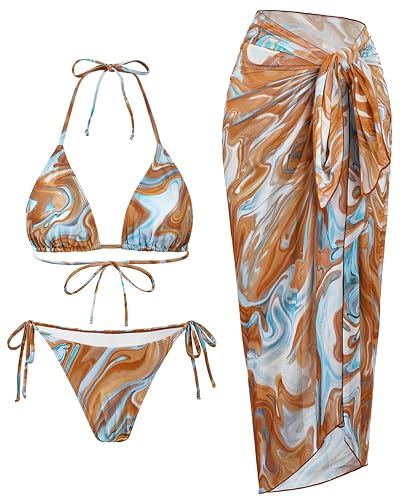 Women's 3 Piece Swimsuit - Sexy Triangle Halter Bikini Sets