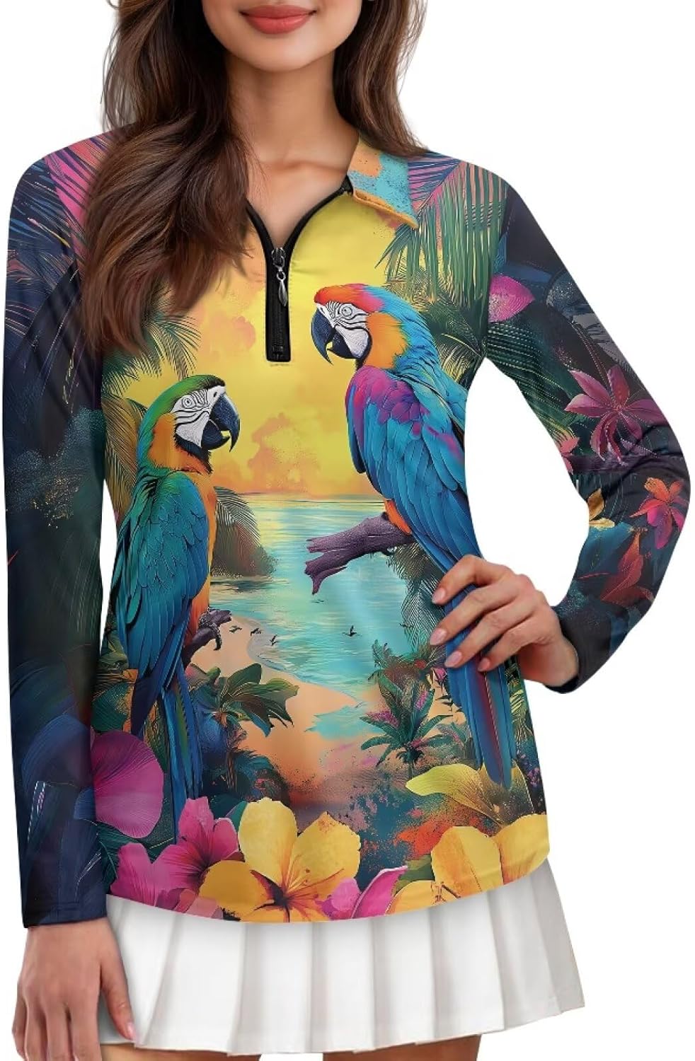Women Athletic Golf Polo Shirts Long Sleeves V Neck Running Hiking Quick Dry Trendy Pullover Workout Tops XS-2XL