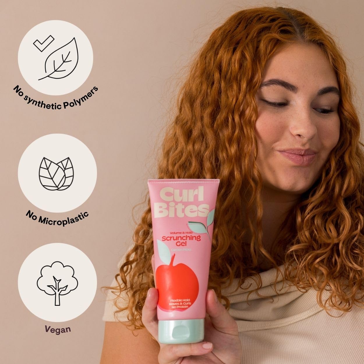 Volume & Hold Scrunching Gel - Mittelstarker Halt & Volumen für Wellen und Locken - Ohne zu Verkleben– mit Maissträrke & Apfelextrakt – veganes Lockengel für springende Locken