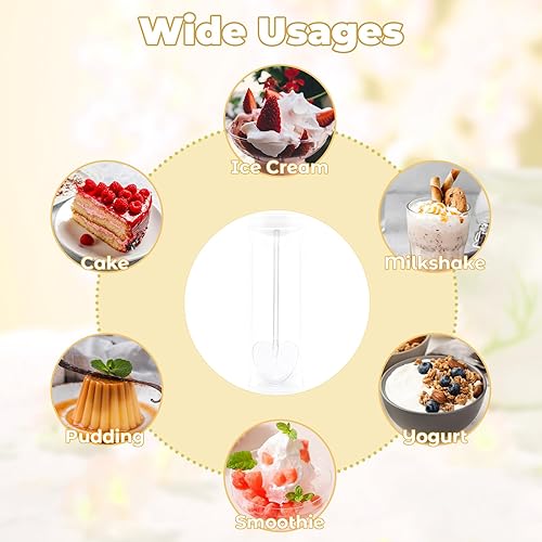 Miniatura 8 de VEIREN 100 cucharas de plástico desechables en forma de corazón envueltas individualmente, degustación de muestras para servir postre para pasteles,